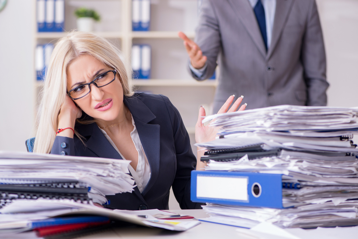 Angry Irate Boss Yelling and Shouting at His Secretary Employee