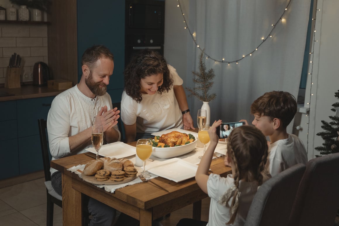 Happy Family having Dinner Together