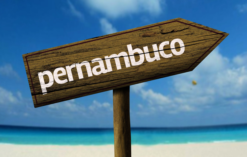 Pernambuco wooden sign on the beach